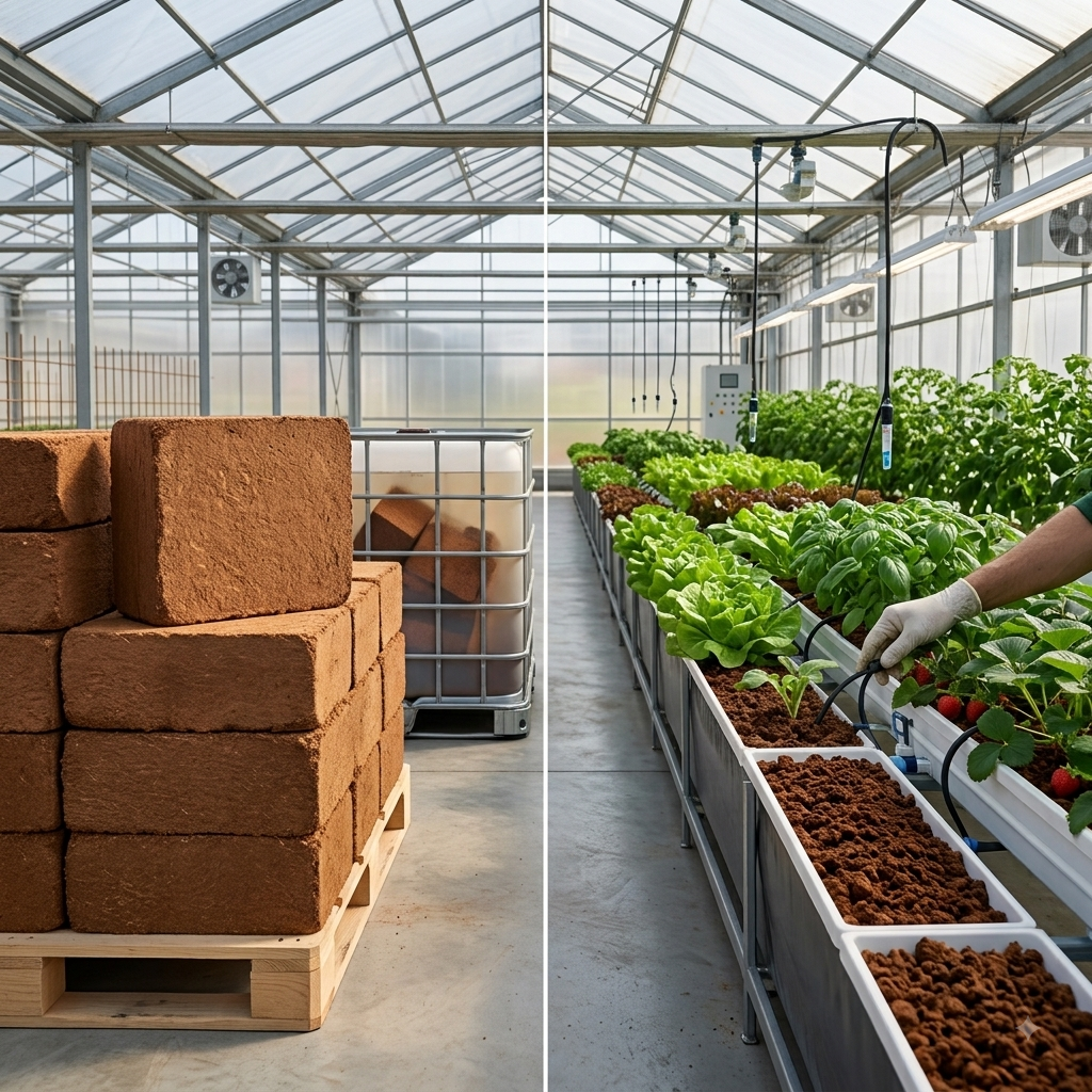 Coco Peat Bricks - Greenhouse Cultivation